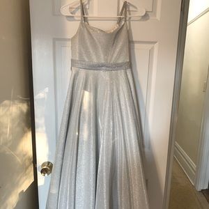 Girls formal silver glitter dress